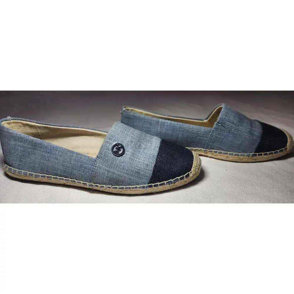 MICHAEL Michael Kors Blue Hastings Denim Espadrilles Slip On Size 6